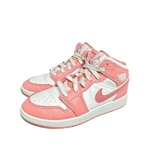 Nike Air Jordan 1 Mid GS Pink White Sneakers DQ8423-616 Kids 3.5Y